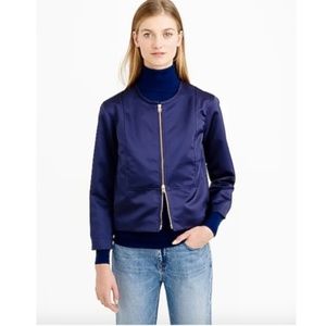 J. Crew Collection Satin Navy Jacket Bomber Blazer Size 6